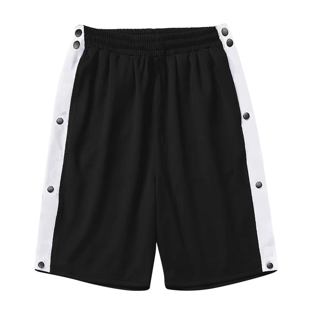 Pantaloncini sportivi da uomo con bottoni laterali, vestibilità larga, elastico in vita, abbigliamento sportivo, pantaloncini casual da allenamento