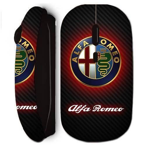 Mouse wireless manicase nero logo Alfa Romeo