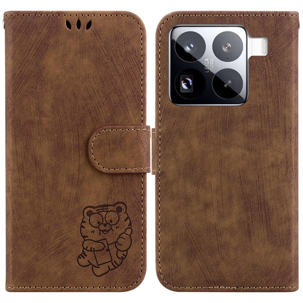 Für Xiaomi 15 Pro Brieftasche Hülle Tiger Prägung Leder Stoßfest Handyhülle