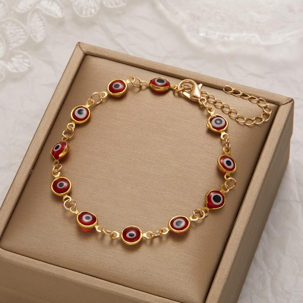 Lucky Turkish Evil Eyes Bracelets For Women Men Fashion Colorful Red Blue Demon Eye Metal Chain Bangles Good Luck Wealth Jewelry