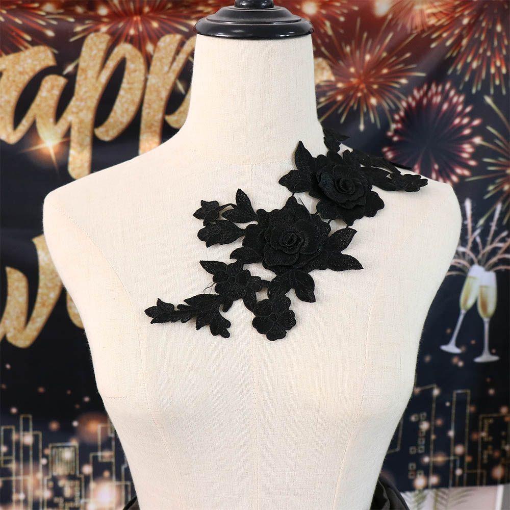 Clothes Accessory Rose Flower Applique Handmade DIY Crafts Cloth Patch Lace Fabric Cloth Applique Dressmaking