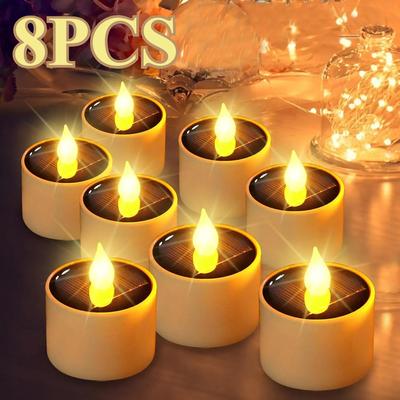 Solar Tea Light LED Candles Outdoor Waterproof Flameless Solar Tea Lights Rechargeable Candles for Party Garden Home Deco