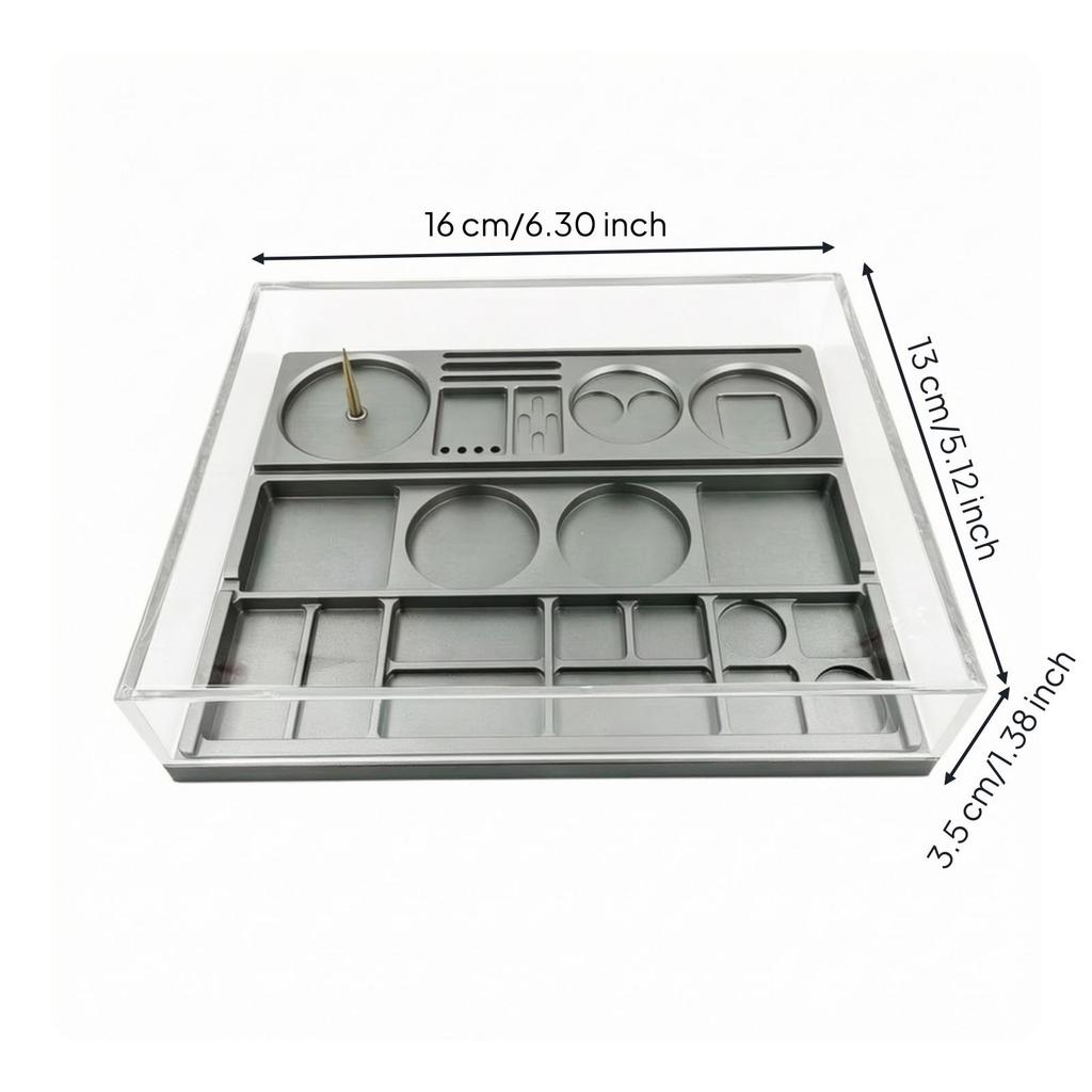 Watch Compartment Organizer with Clear Lid Transparent Tray Compact