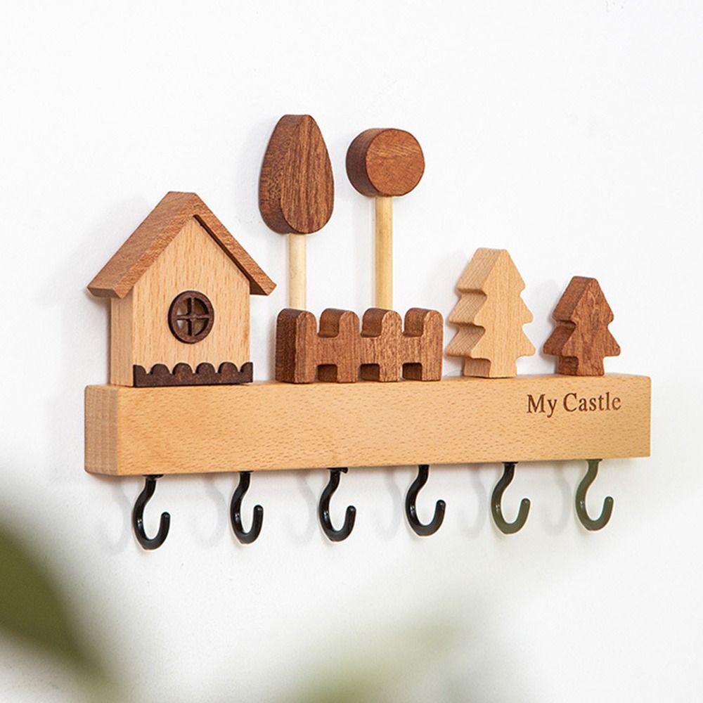 6 Hooks Key Hook Rack Wall Mounted Sundries Storage Hook Row Hook Door Back Clothes Hook  Entryway