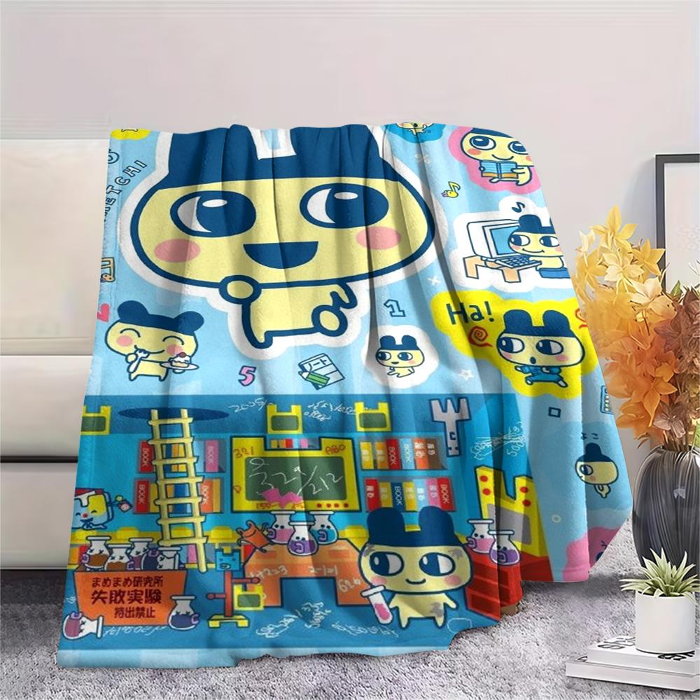 1PC Tamagotchi Print Flannel Blanket, High quality Comfortable for All Seasons, Home Decor, Warmth and Comfort, Perfect for Christmas Gifts189