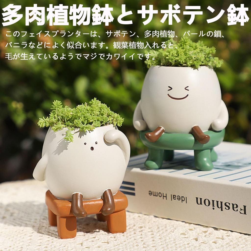 Ifukens Succulent Pot, Cactus Pot, Cute Flower Pot, Stylish, Cute Smiling Face, Legged Planter, Mini Bonsai, Resin Houseplant, Soothing IndoorOutdoor