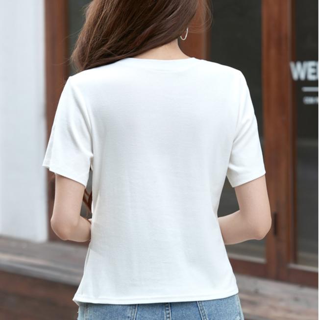 Sommer Damen T-Shirt im chinesischen Stil Schlanke dünne Kurzarm-Oberteile