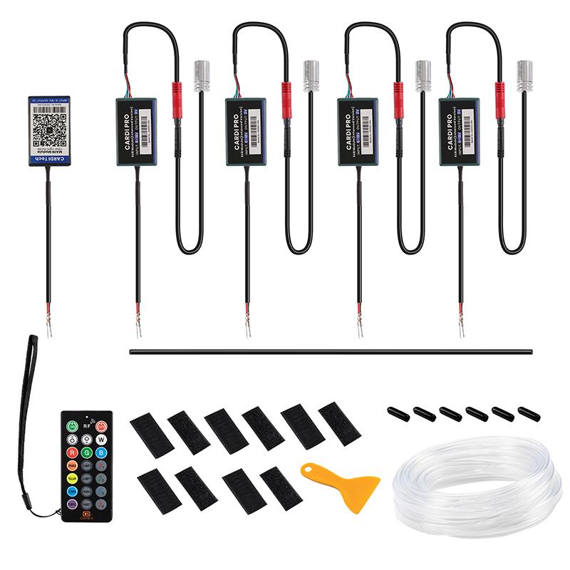 RGB Car Interior Ambient Light Neon Optical Fiber Strip Remote APP Bluetooth Control Thread-free Wireless Atmosphere