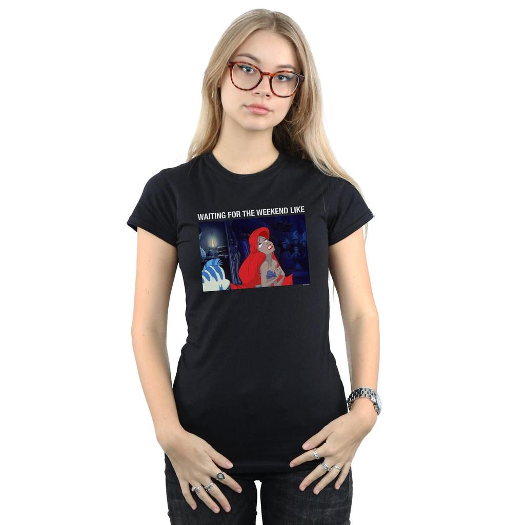 Disney Damen The Little Mermaid Warten Auf Das Wochenende Baumwoll-T-Shirt