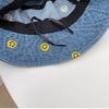 Simple cartoon embroidered denim bucket hat women Harajuku retro basin hat spring and summer sun protection visor men