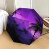 1PC Palm Trees Purple Landscape Pattern Small Travel Compact Windproof Umbrella, Automatic Folding Umbrella, Automatic Open/Close ,Gift-171