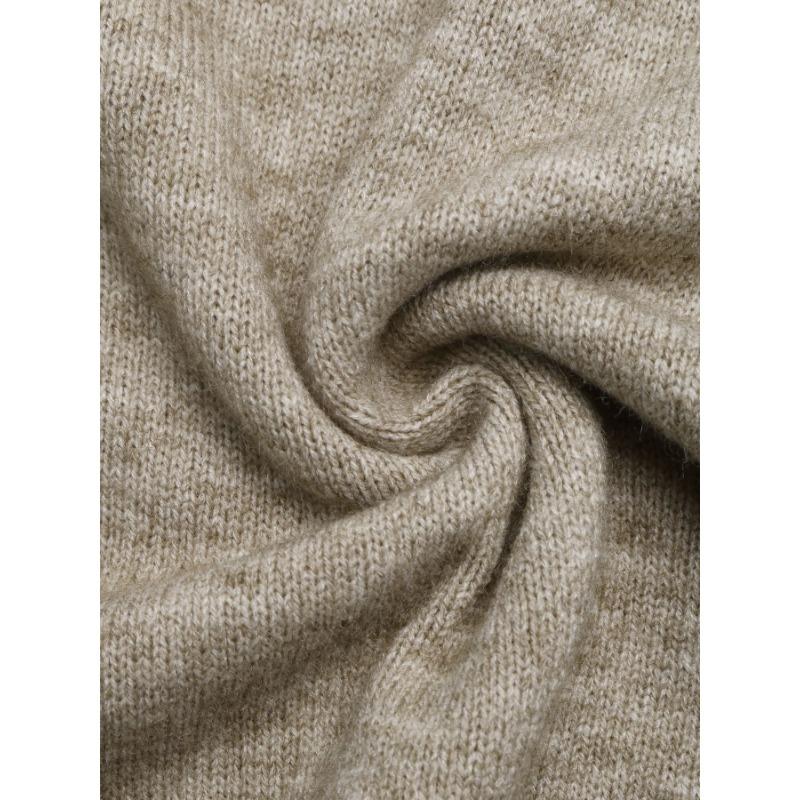 Women Half Turtleneck Color Block Long Sleeve Knitted Loose Pullover Sweater Casual Bottoming Top