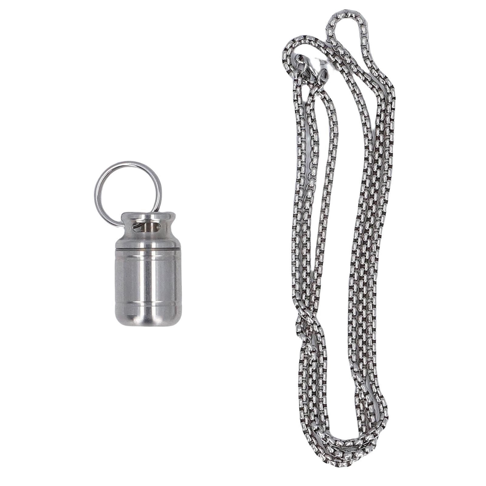 

Small Portable Keychain Medication Container Organizer Airtight Stainless Steel Vitamin Holder for Small