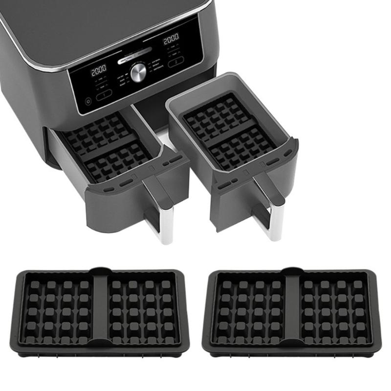 Set of 2 Silicone Waffle Molds Set Nonstick Baking Pan with Small Handle Silicone Baking Tray for Air Fryers and Oven
