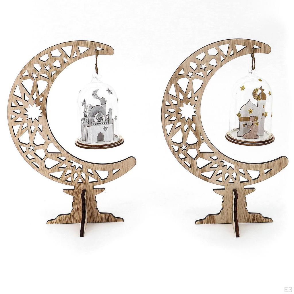 Eid Mubarak Wooden Ornament Art Craft for Room Dining Table Festival