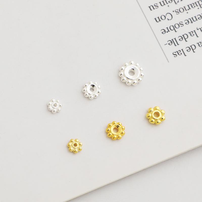 S925 Silver Gold-Plated Round Bead Spacer for DIY Bracelets and Jewelry Accessories