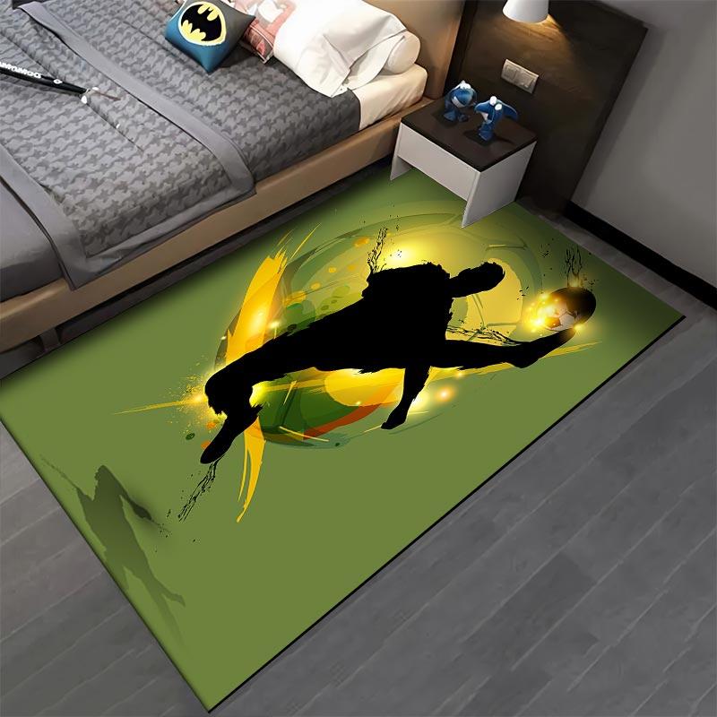 "Green Soccer Carpet with Silhouette Kick and Abstract Yellow Design" Suitable for Use As an Anti-slip for Living Room Bedroom Sofas