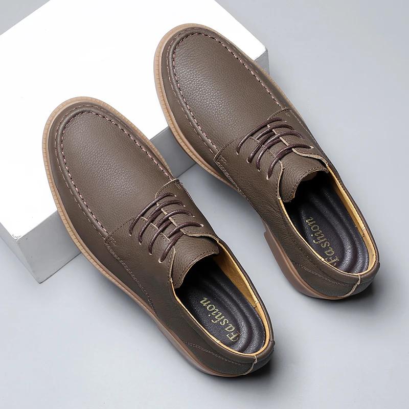 Fashion Top Luxury Outdoor Men Shoe Fashion Genuine Leather Vintage Business Shoes Larger Size38-48 Casual Leather Antiskid Walking Shoe
