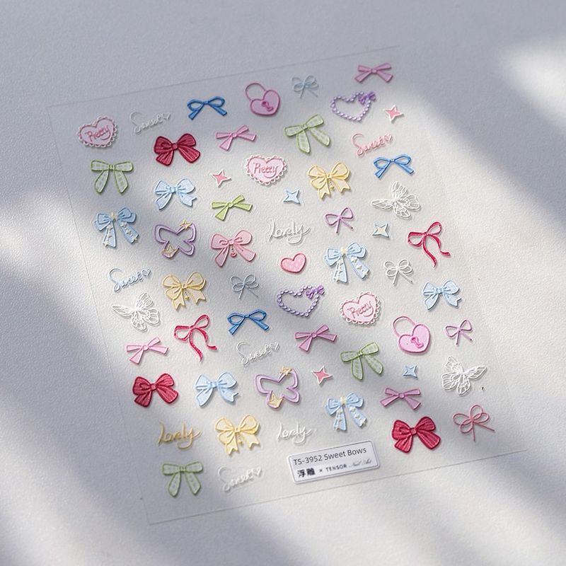 

Qiji Cartoon Hand-Painted Love Heart Bow Tie Three-Dimensional Relief Nail Stickers Waterproof Nail Sticker Decorative Jewelry 3952 TS-3952 (stereo)
