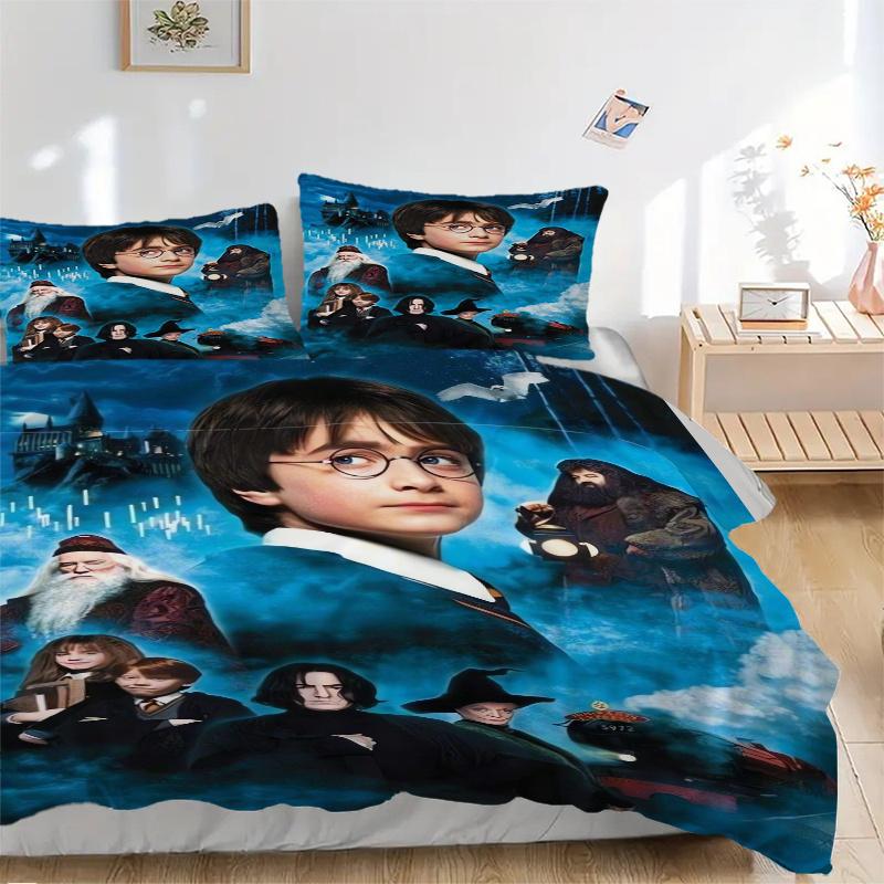 3pcs Hogwarts Wizardry Harry Potter Bedding Set, Including 1 Quilt Cover and 2 Pillow Shams, Without Filling, Soft and Comfortable Home Bedroom Fabric