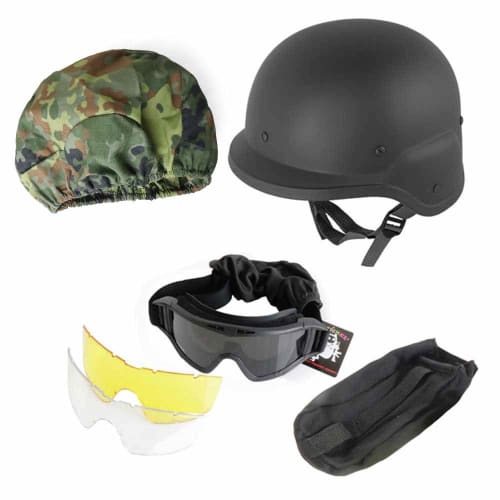 SHENKEL X800 Goggles and Fritz Helmet Set, German Camouflage Fleckturn (met-011gm)
