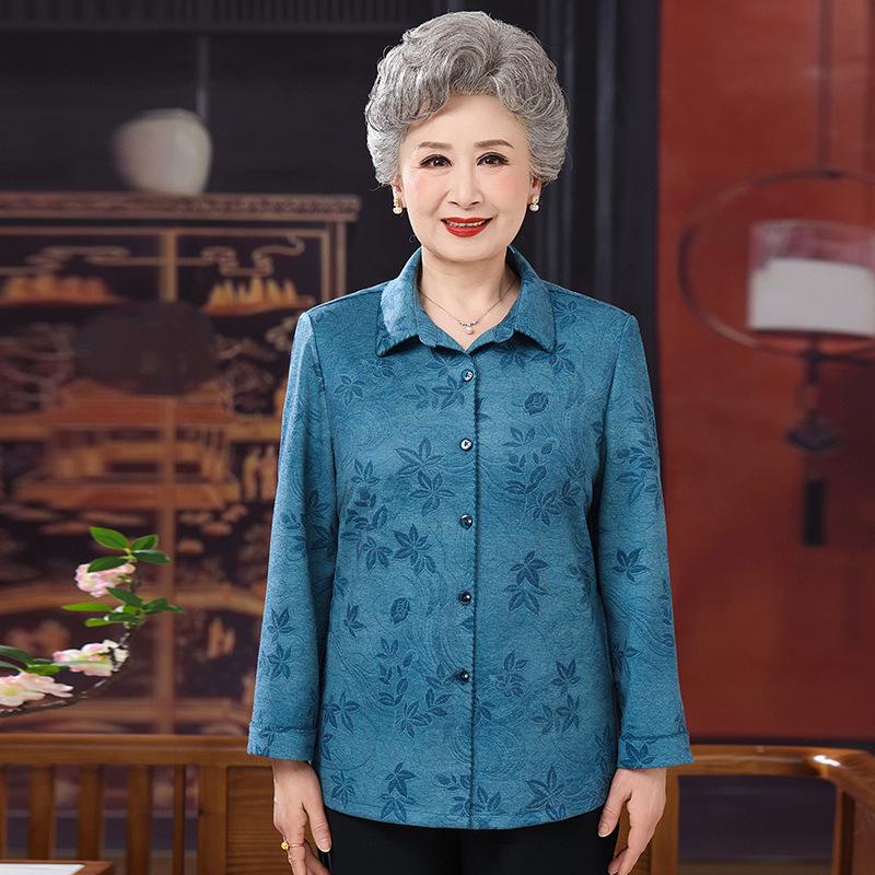 

Spring Apparel for Elderly Women: Lapel Shirts for Mothers Aged 60-70+ L [Recommended up to 100 lbs]
