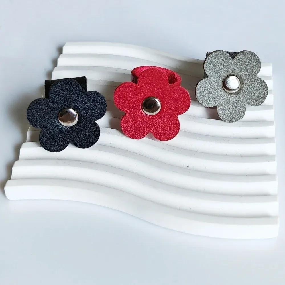 Accessories Leather Flower Cable Winder Portable Reusable Data Cable Ties Data Cable Protector Clips Earphone Cord