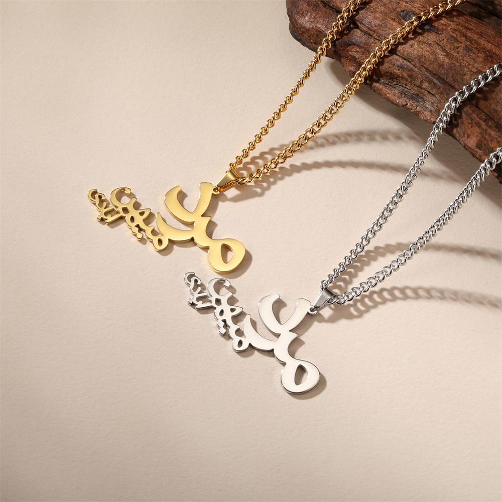Persian Poem Women Life Freedom Pendant Necklace Stainless Steel Farsi Necklaces for Women Vintage Ethnic Jewelry Gifts
