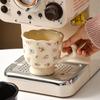 Black and White Floral Mug Ceramic Girls High Looking Coffee Couple Exquisite Afternoon Tea Cup High End Feeling Light Luxury