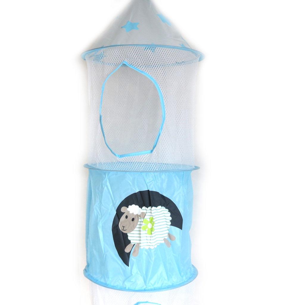 Les Trésors De Lily [M4691] - Rangement suspendu 'Tom et Zoé' bleu (106x31 cm) mouton