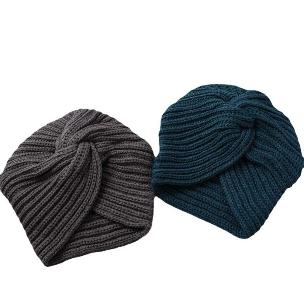 Cross Wrap Head Cashmere Bonnet Warm Wool Turban Cap Women's Headwear  Autumn Winter