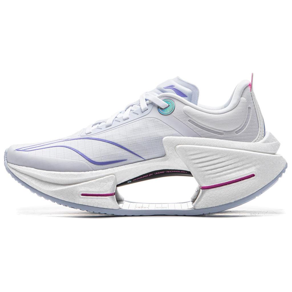New LiNing Shadow 3 ESSENTIAL Cushioning Support Rebound Low Top Casual Running Shoes Women's White Purple ARRV002-1