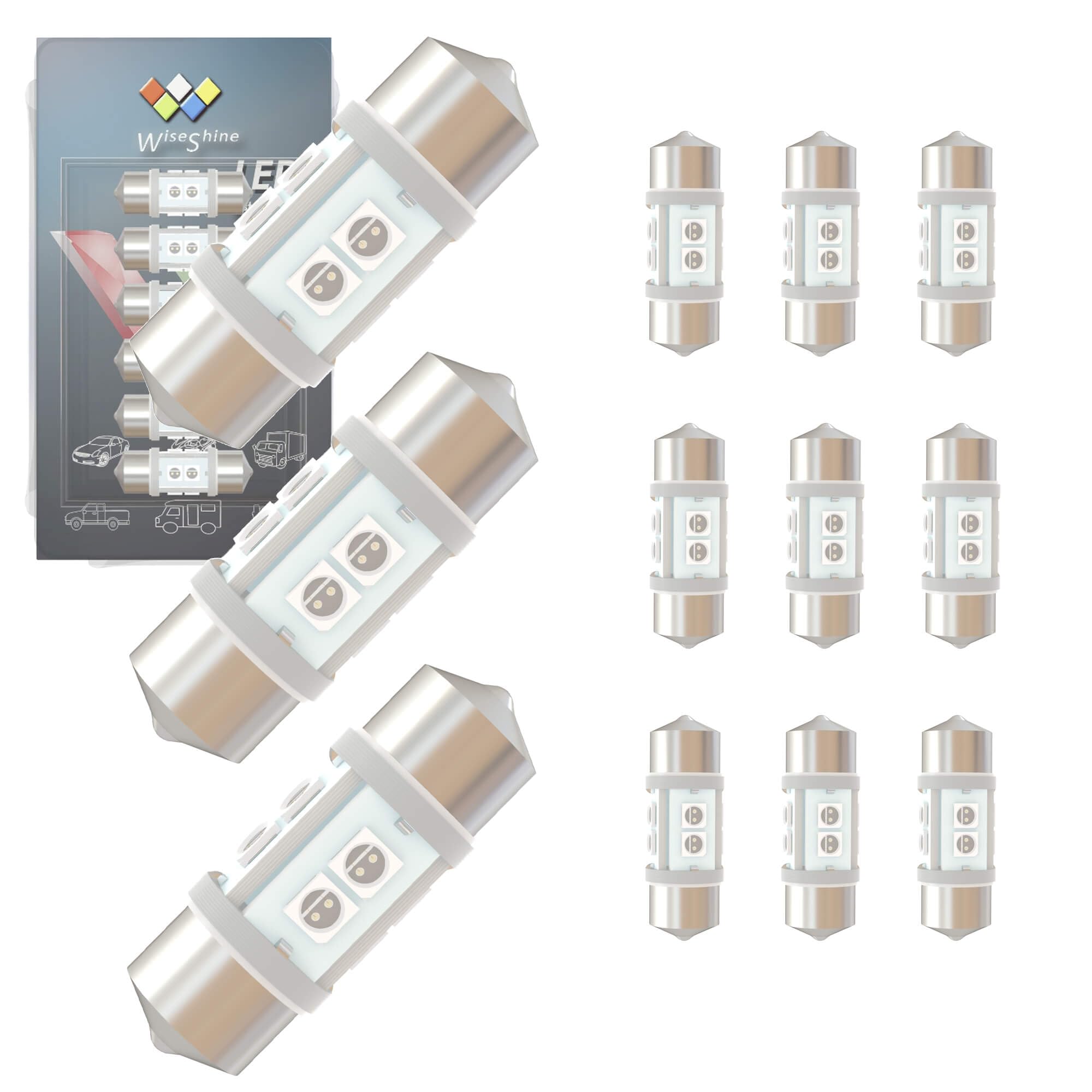 WiseShine DC 31mm LED Car Bulb DE3175 3021 Feston Sphere Blue Lance Camper 31mm 12V 12PCS синий
