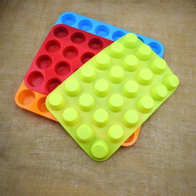 Mini mafins, 24 caurumi, silikona apaļa veidne DIY kēksu cepumi Fondant cepešpanna Nepiedegoša pudiņa tvaicēta kūkas veidņu cepšanas rīki