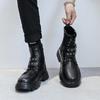 Stivali Alti Martin Neri Personalità Stile Britannico Autunno Zip Stivaletti a Mezza Gamba Piattaforma Stivali da Motociclista
