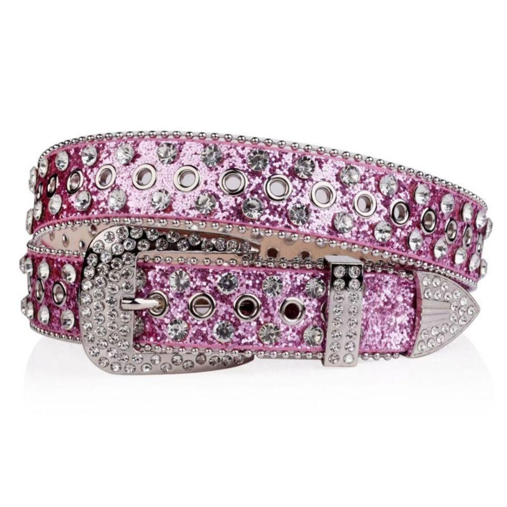 Ceinture à Rivets Spicy Girl Y2K Ceinture de Taille pour Femmes Punk Ceintures à Strass Hommes