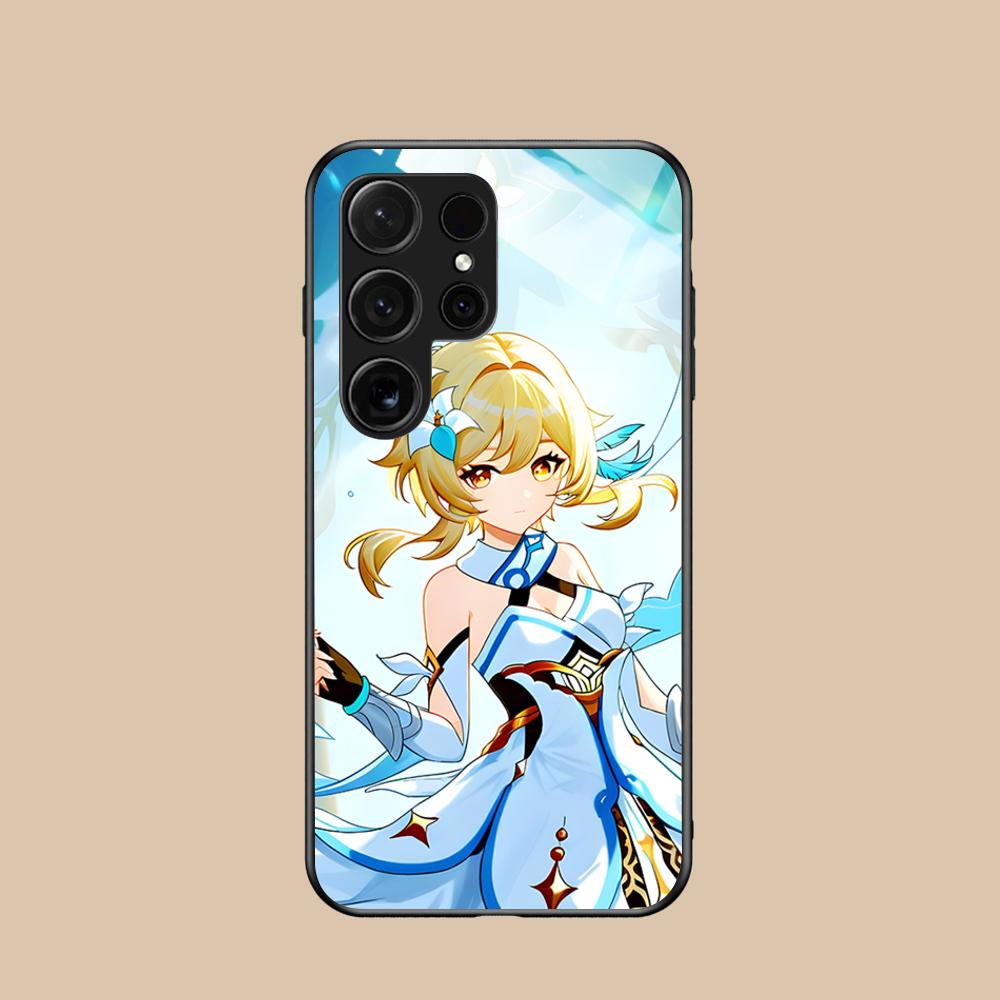 Game GI Lumine Glass Mobile Phone Case for Samsung Galaxy S26 S25 S24 S23 S22 S21 S20 Note20 Plus FE Ultra Colorful Cover