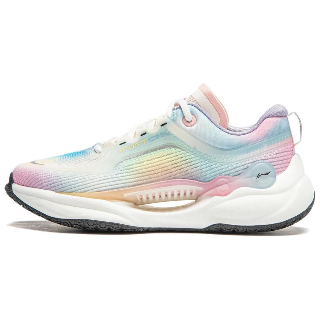 Li Ning Soft Cool Lightweight Comfortable Casual Shoes Women Sneakers Blue Pink AGLU022-5