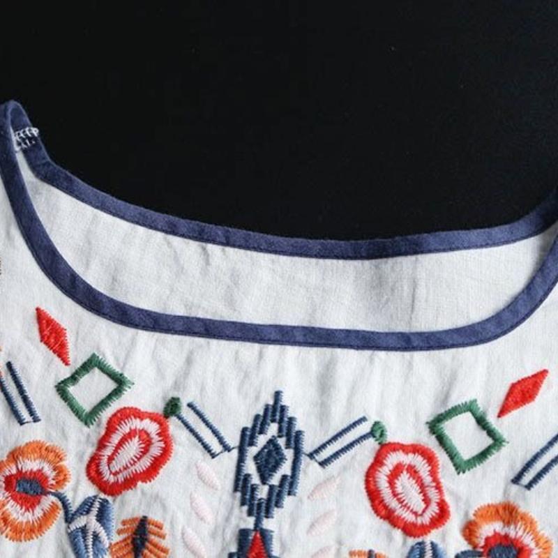 100% Cotton Embroidered Long-sleeved Plus-size Base Shirt, Spring-autumn New Style T-shirt, Cotton and Linen Top