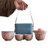 Enamel Travel Tea Set One Pot Three Cups Outdoor Portable Quick Tea Cup Pink Multicolor Tea Cup Gift