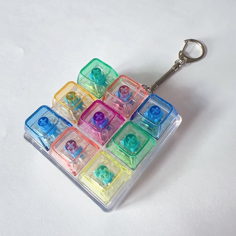 9 Keys Keyboard Keycaps Keychain Fidget Toy Anti-Anxiety Point Keycaps Party Stress Relief Diy Keycaps Toy Keyboard Caps