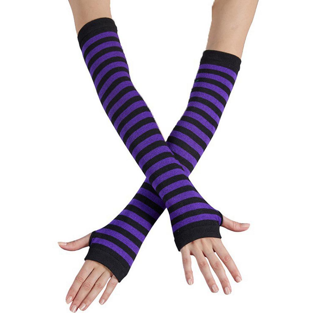 Rainbow Stripe Arm Sleeves for Adult Fingerless Long Gloves Cosplay Costume Accessories Warm Arm Warmers Christmas Props