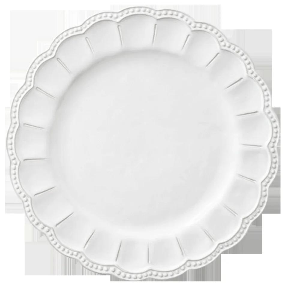 French Palace Embossed White Porcelain Cushion Plate 13 Inch Wedding Hotel Western Dinner Plate Western Pastry Fruit Plate