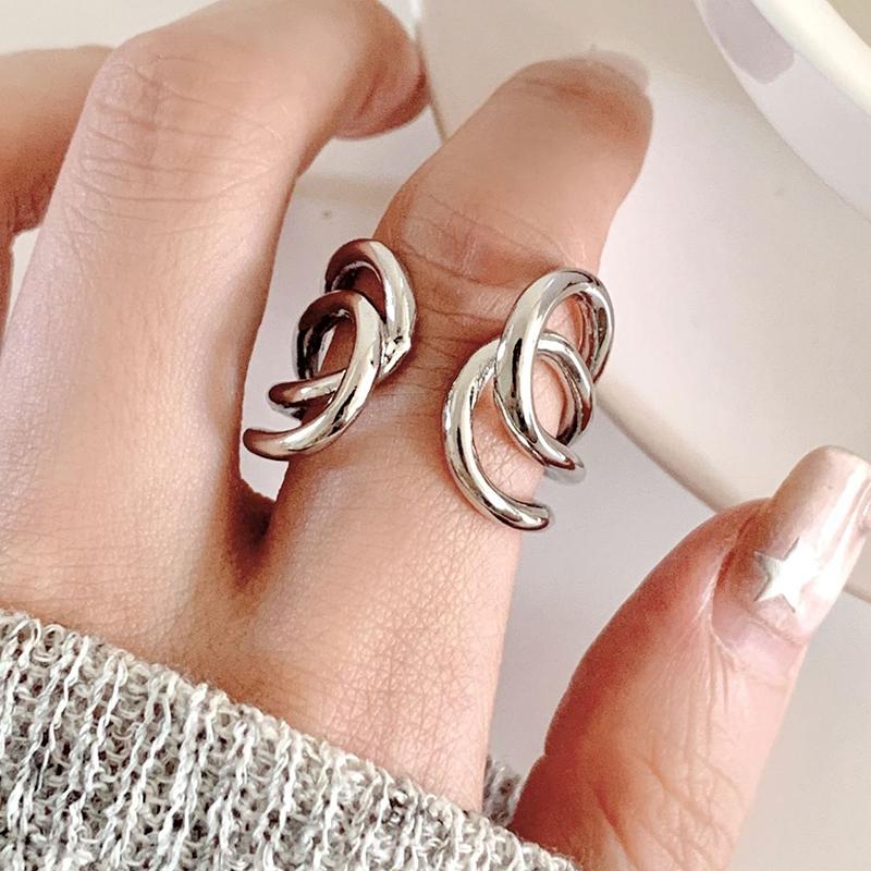 Panjbj Copper Wide Smooth Ring For Women Girl Irregular Simple Fashion Adjustable Jewelry Gift Dropshipping