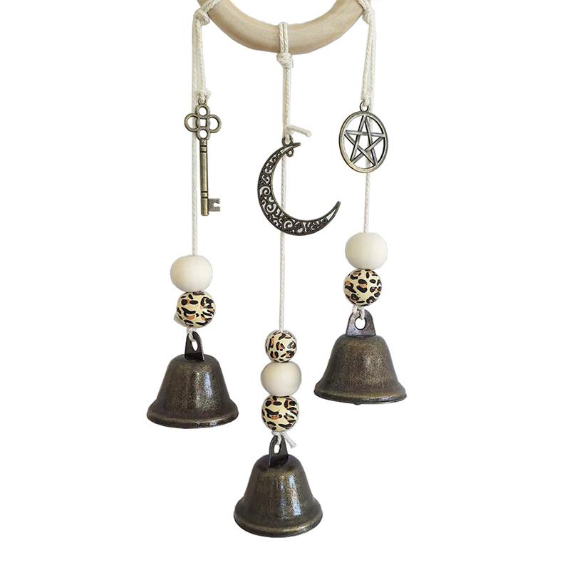 Melodisches Boho-Windspiel Natürlicher Holzring Vintage Metallglocken Wasserdicht für Außenbereich Hof Heimdekoration