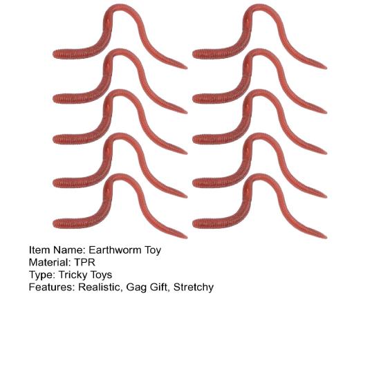 10Pcs Stretchy Earthworm Prank Toy Realistic Long TPR Earthworm Simulated Wiggly Worm Tricky Props Kids Adults Halloween Party April