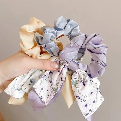 Neue Schleifen-Scrunchies Elastische Haarschleife Blume Haargummis Bänder Satin Haarband Scrunchy Pferdeschwanzhalter für Frauen
