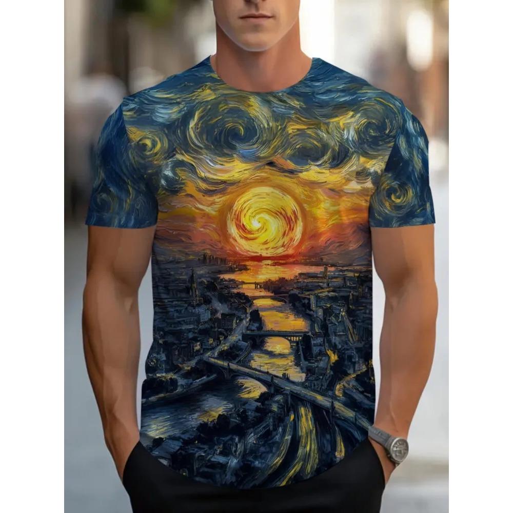 Summer Mens T-shirt Creative 3D Printed Short Sleeved T-shirt Fashionable Comfortable Soft Breathable Large Loose T-shirt