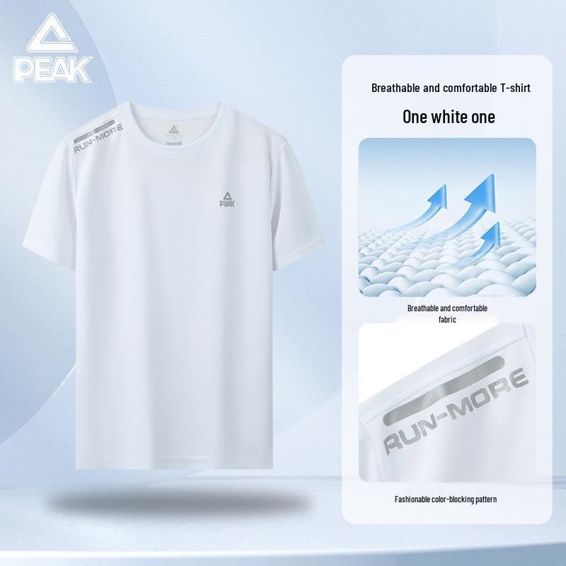 Men s PEAK Sports Quick-Dry Ice Silk Fitness T-Shirt - Short Sleeve Summer Top XL