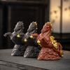 Money Coming Horse Zisha Clay Statue, Mini Figurine for Good Luck & Wealth, Unique Tea Set Accessory & Desk Gift